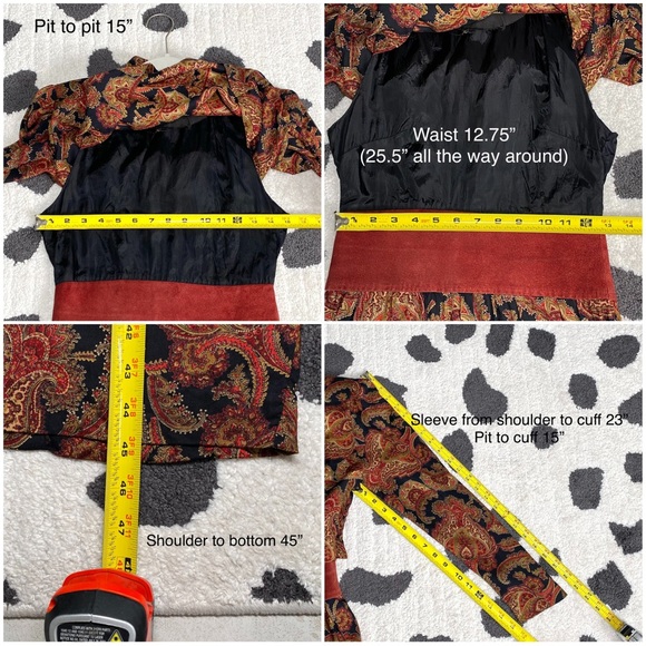 VTG Union Made Paisley Dress w/Suede Trim B1 - Picture 16 of 16